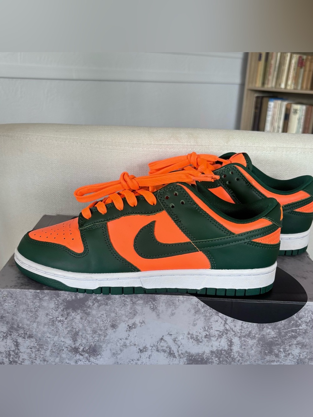 Nike Dunk Low Retro Miami Hurricanes Mens Size 7.5 Orange Green Shoes DD1391-300